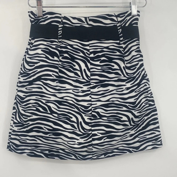 We11done A-Line Mini Skirt Women Size Medium Black White Animal Print High Waist - Picture 6 of 12